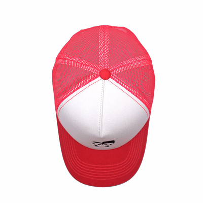 White and Pink Human Head Cotton Trucker Mesh Cap Bordir Logo