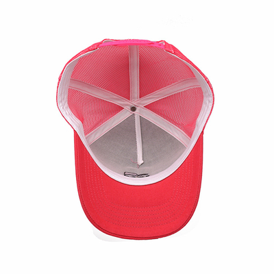 White and Pink Human Head Cotton Trucker Mesh Cap Bordir Logo