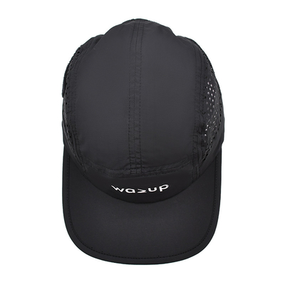 5 Panel Camper Hat dengan Sports Mesh Sweatband dan Flat Brim Shape Laser Cutting Panel