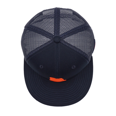 Flat Visor Kapas Pita Penahan Keringat Mesh Cap Enam Panel Tinggi Crown Mesh Kembali Trucker Cap