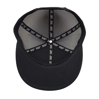 Flat Visor Kapas Pita Penahan Keringat Mesh Cap Enam Panel Tinggi Crown Mesh Kembali Trucker Cap