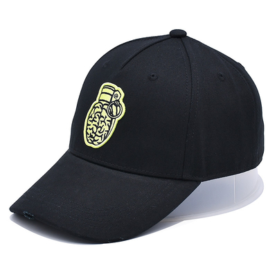 5 Panel Camper Sport Cap dengan Lubang Tali 2/4/6/Tidak Ada Warna Hitam Dengan Logo Bordir