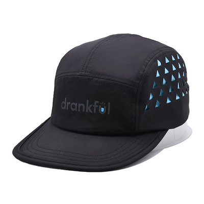 5 Panel Camper Hat Sports Mesh Pita Penahan Keringat Laser Mata Ikan Disesuaikan