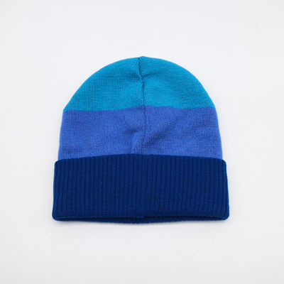 Custom Knit Beanie Hat Warna Biru Musim Dingin Panas Pola Blank