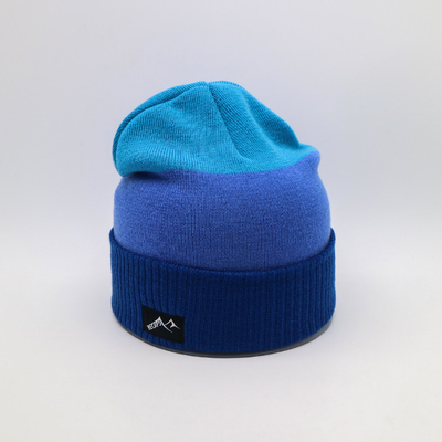 Custom Knit Beanie Hat Warna Biru Musim Dingin Panas Pola Blank