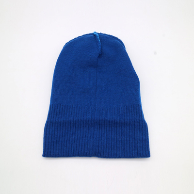 Custom Knit Beanie Hat Warna Biru Musim Dingin Panas Pola Blank