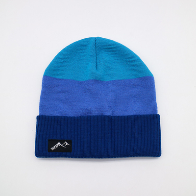 Custom Knit Beanie Hat Warna Biru Musim Dingin Panas Pola Blank