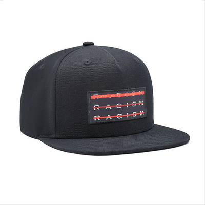 Custom 6 Panel Hitam Akrilik Tutup Kembali Flex Fit Gorras Cap bordir sublimasi Logo Underbrim Hip Hop Snapback cap