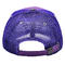 Kustomisasi 5 Panel Trucker Cap Visor Curved Eyelets Purple Mesh Hat Warna Logo Kustomisasi