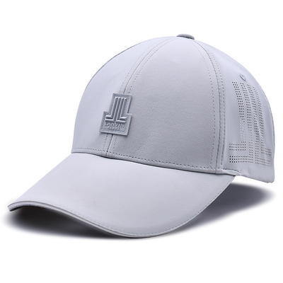 Disesuaikan 6 Panel Baseball Cap Curve Peak Style Karet Patch Logo