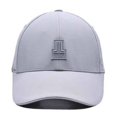 Disesuaikan 6 Panel Baseball Cap Curve Peak Style Karet Patch Logo