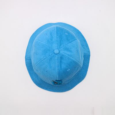 Custom Terry Cloth Bucket Hat Wide Brim Casual and Fashionable Style Logo bordir 3D khusus