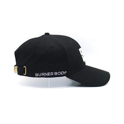 Profil tali yang dapat disesuaikan 6 Panel Baseball Cap dengan visor melengkung dan jahitan diperkuat