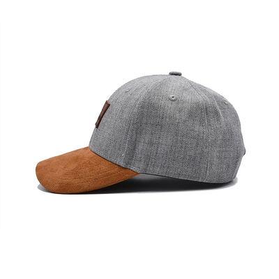 Suede 6 Panel Baseball Cap Dengan Warna Mencocokkan jahitan Dan Jajaran Diperkuat