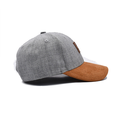 Suede 6 Panel Baseball Cap Dengan Warna Mencocokkan jahitan Dan Jajaran Diperkuat