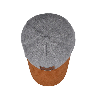 Suede 6 Panel Baseball Cap Dengan Warna Mencocokkan jahitan Dan Jajaran Diperkuat