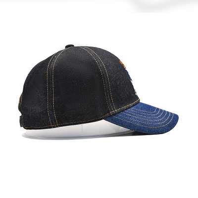Profil Konstruksi bordir Baseball Cap Custom Warna Denim Sweatband