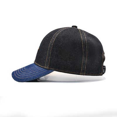 Profil Konstruksi bordir Baseball Cap Custom Warna Denim Sweatband