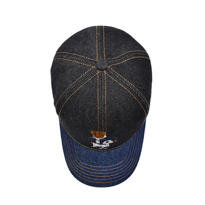 Profil Konstruksi bordir Baseball Cap Custom Warna Denim Sweatband