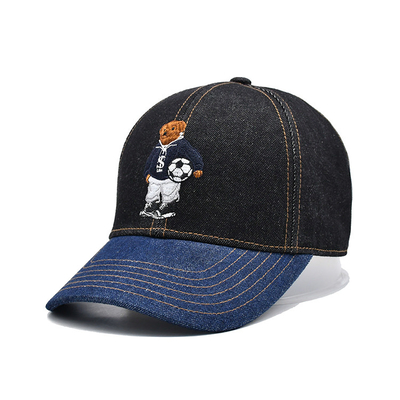 Profil Konstruksi bordir Baseball Cap Custom Warna Denim Sweatband