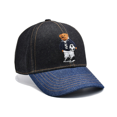 Profil Konstruksi bordir Baseball Cap Custom Warna Denim Sweatband