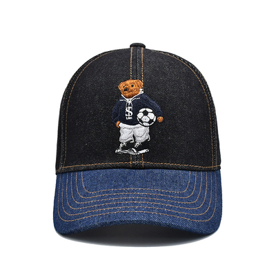 Profil Konstruksi bordir Baseball Cap Custom Warna Denim Sweatband