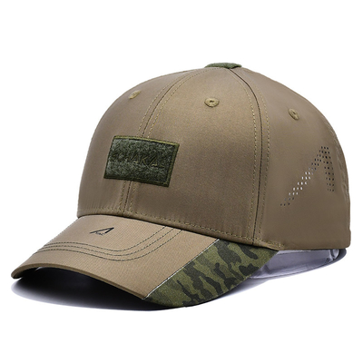Velcro Strap Adjustable 6 Panel Baseball Cap Dengan Visor melengkung Dan 6 Eyelets