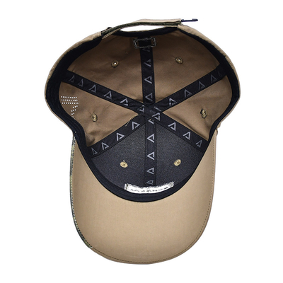 Velcro Strap Adjustable 6 Panel Baseball Cap Dengan Visor melengkung Dan 6 Eyelets