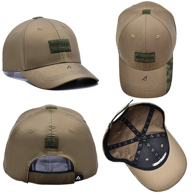 Velcro Strap Adjustable 6 Panel Baseball Cap Dengan Visor melengkung Dan 6 Eyelets