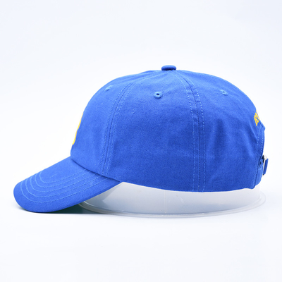 Customized logo bordir tidak terstruktur 6 Panel Baseball Cap dengan visor melengkung
