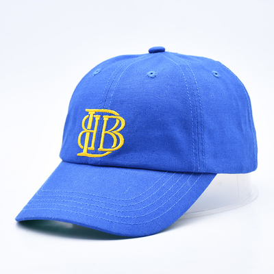 Customized logo bordir tidak terstruktur 6 Panel Baseball Cap dengan visor melengkung