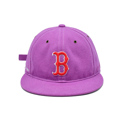 Disesuaikan Pink 6 Panel Snapback Cap dengan Flat Visor Dan Logo bordir 3D