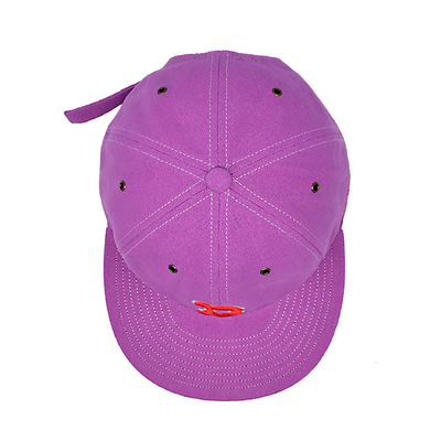 Disesuaikan Pink 6 Panel Snapback Cap dengan Flat Visor Dan Logo bordir 3D
