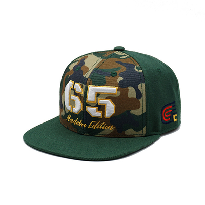 Topi Snapback Plastik Bernafas dengan Pintu Flat Struktural Dan Logo Bordir Khusus Warna Camo
