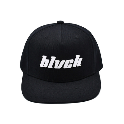Custom Karet Patch Flat Brim Unisex Snapback Topi Dengan Logo Bordir