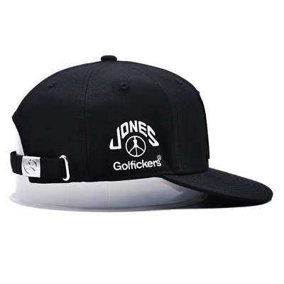Topi Snapback berstruktur bordir dengan visor datar kain kapas dan cetak pita dalam