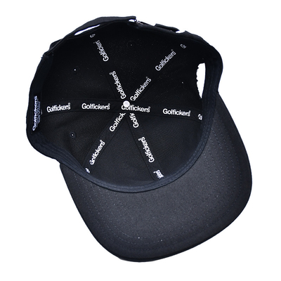 Topi Snapback berstruktur bordir dengan visor datar kain kapas dan cetak pita dalam