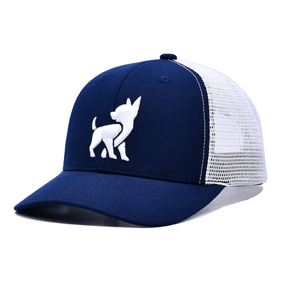 Unisex Mesh Trucker Cap dengan logo bordir dan cetak pita dalam