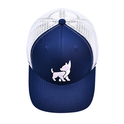 Unisex Mesh Trucker Cap dengan logo bordir dan cetak pita dalam