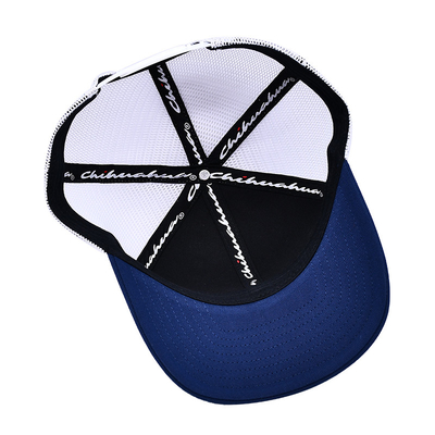 Unisex Mesh Trucker Cap dengan logo bordir dan cetak pita dalam