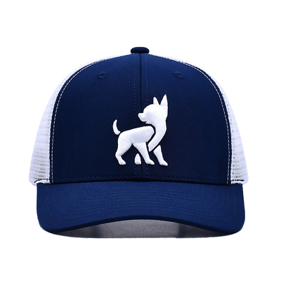 Unisex Mesh Trucker Cap dengan logo bordir dan cetak pita dalam