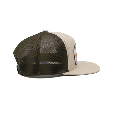 Unisex Cotton Trucker Cap dengan Flat Visor dan Snapback Woven Patch dengan Bentuk Bordir