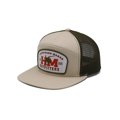 Unisex Cotton Trucker Cap dengan Flat Visor dan Snapback Woven Patch dengan Bentuk Bordir