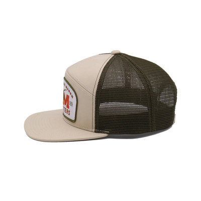 Unisex Cotton Trucker Cap dengan Flat Visor dan Snapback Woven Patch dengan Bentuk Bordir