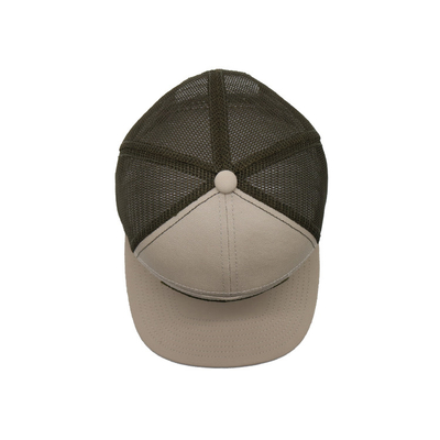 Unisex Cotton Trucker Cap dengan Flat Visor dan Snapback Woven Patch dengan Bentuk Bordir