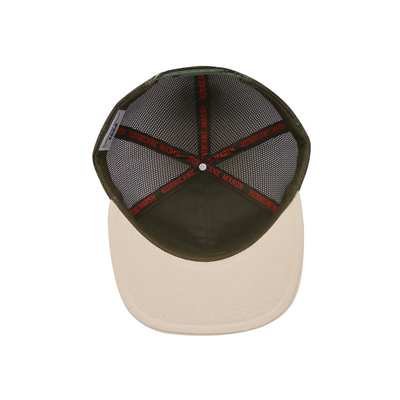 Unisex Cotton Trucker Cap dengan Flat Visor dan Snapback Woven Patch dengan Bentuk Bordir