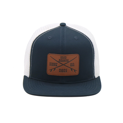 Disesuaikan bordir Eyelets 6 Panel Trucker Cap dengan Pre Curved Visor