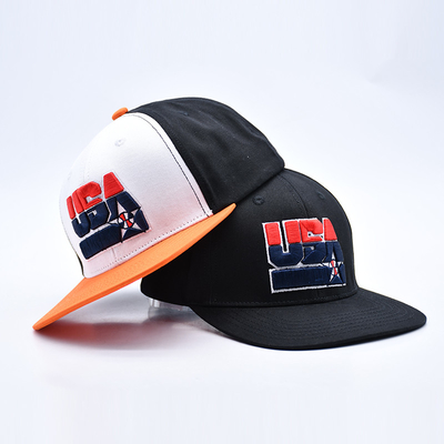 Custom bordir Flat Brim Snapback Topi Dengan Hitam Atau Sesuai Warna