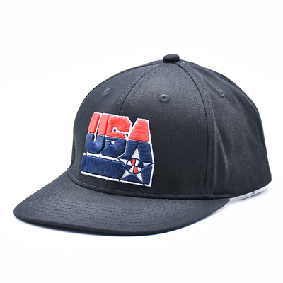 Custom bordir Flat Brim Snapback Topi Dengan Hitam Atau Sesuai Warna