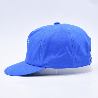 Kualitas tinggi cap snapback cetak khusus biru tidak terstruktur 5 panel flat brim outdoor soft hip hop topi untuk pria